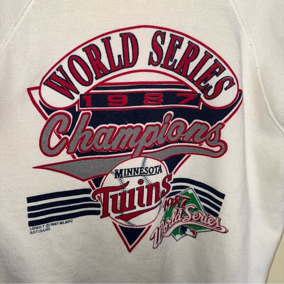 VNTG MLB TULTEX Minnesota Twins 1987 Logo 7 world championship crewneck XL - Picture 3 of 4